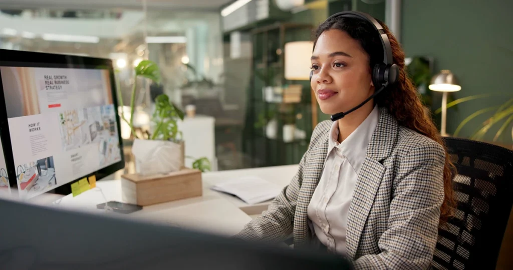 A virtual receptionist on a call - these professionals offer a service that can help you market your business locally without an office