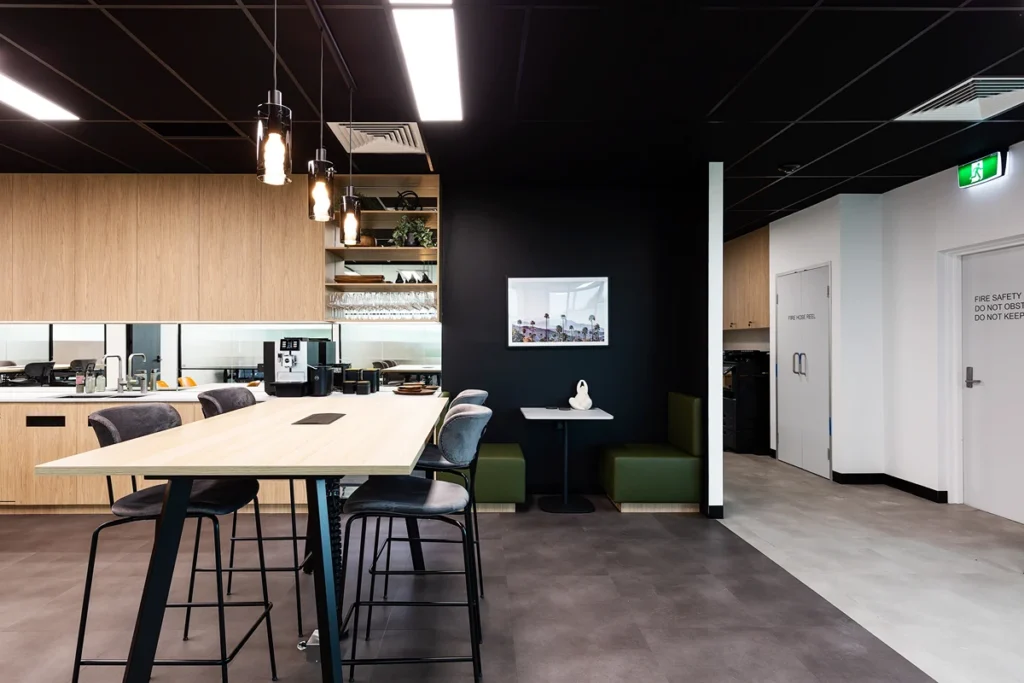 A kitchen in a coworking space at Connect Offices.
